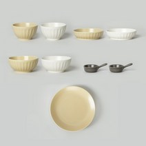 쓰임 마일드 매트 2인 식기 세트 9p, 크림 + 에그, 9종