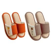 마켓피오 더블 컬러 4계절 가정용 실내화 2종 세트, 레드, 브라운