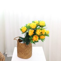 조아트 조화 인테리어 성묘 꽃 부쉬 뉴봉장미 3p, 옐로우