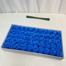 이플린 3겹 비누꽃 장미 50p + 일반꽃대 50p, 진파랑