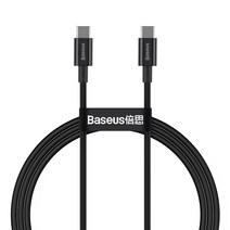 베이스어스 슈페리어 시리즈 C to C 고속충전 데이터 케이블 100w, 블랙(CATYS-B01), 1m
