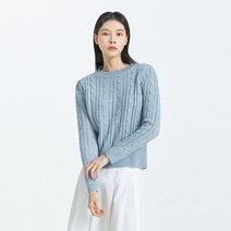 미쏘 여성용 소매 퍼프 케이블 스웨터