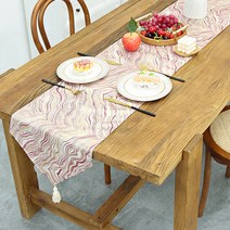 홈플로우 물결 치는 자수 엘레강스 테이블 러너, 퍼플, 35 x 200 cm