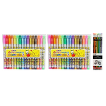 동아연필 노랑병아리 향기나는 사인펜 16색 2p + 투코비 삼각 지우개 연필 SG-208 12p 세트, 혼합색상, 1세트