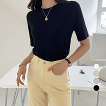 세컨그라운드 여성용 찰랑 반팔 라운드 티셔츠