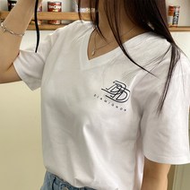 여성용 디아미뇽 디아 이니셜 브이넥 반팔 티셔츠