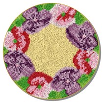 알로데 라운드 플라워 러그 카펫 DIY 스킬 자수 세트 영문버전 흰색인쇄메쉬, 1세트, 02