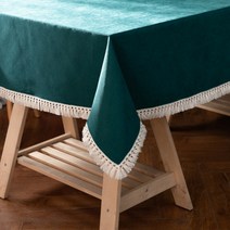 부스마켓 퓨어 컬러 쉬폰 레이스 식탁보, 그린, 140 x 220 cm