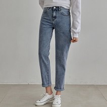 여성용 워싱 안밴드 일자 배기진 숏 76087