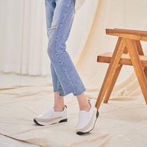 여성용 아모르 가죽 스티치 통굽 슬립온