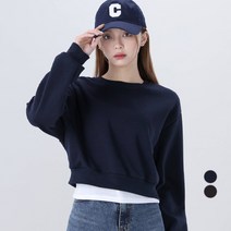어썸어라운드 여성용 베이직 세미 크롭 맨투맨