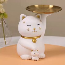 쿠셀러 행운의 고양이 인테리어 장식품, 화이트
