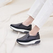 여성용 아모르 가죽 스티치 통굽 슬립온