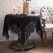 무드감성 식탁보 테이블보 TB004, 블랙, 140 x 140 cm
