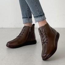코나블루 여성용 가죽 하이탑 레이스업 워커 3cm DT3178