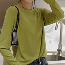 더시럽 여성용 모달 루즈핏 써머 라운드 슬림 탑