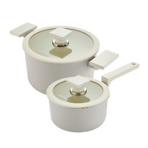 해피콜 인덕션 앳지 블랑 IH 냄비 2종 세트, 펄그레이, 편수 16cm + 양수 20cm