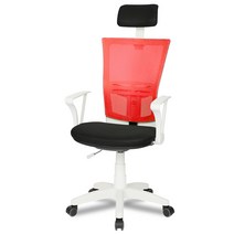 청심의자 하임 M2 헤더형 메쉬의자, 화이트(바디), 레드(메쉬)