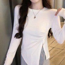 모네타 여성용 스윗 불규칙 슬림 티셔츠