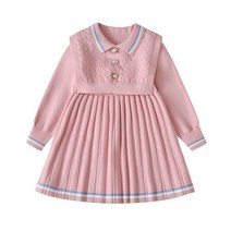 크리스탈하우스 여아 유아 단추 베스트 카라 니트 원피스 투피스 [OPS856]