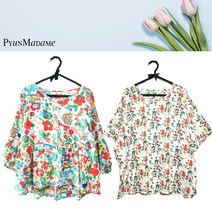 [편마담] 60대엄마옷 아사블라우스 꽃나염 박시블라우스 중년여성의류