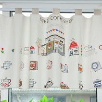 해외직구 캐릭터 커튼 노르딕 캐릭터 면 마 블라인드 일자 커튼 주방 방진 커튼 카페-98799