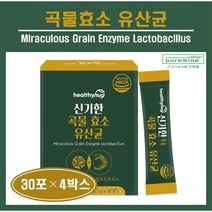 곡물효소 유산균 스틱 분말 가루 파우더 발효곡물 혼합유산균 소화 분해 효소 락토바실러스 가세리 프락토올리고당 아밀라아제 미숫가루맛 HACCP 추천 헬씨허그, ##푸름이네## 곡물효소유산균 (3g×30포), 4박스