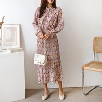 플라워 쉬폰 롱원피스 1047178DRESS 쉬폰 레이스원피스 블랙 Black 아이보리 Ivory 핑크 Pink 소라