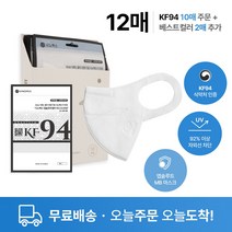 [오늘주문 오늘도착] 시노펙스 KF94 여름용 숨쉬기편한 10매+2매 추가증정, KF94화이트대형(L) 10매