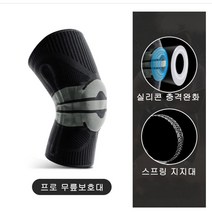 우리양품 3D 더블 스프링 실리콘 스포츠 충격완호 무릎 보호대 관절보호, 블랙 1개, M