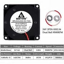 2pcs gdstime 40mm 3d 프린터 팬 12v 24v 5v 4010 송풍기 프린터 냉각 액세서리 dc 터보 송풍기 팬 방사형 팬 40x40x10mm, 24v 볼 9500rpm