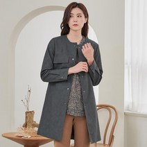 여성 비건 가죽 데일리 캐주얼 출퇴근 롱 코트