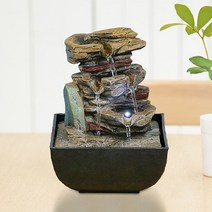 실내분수대 미니 인테리어 인공 폭포 계곡 가정용 조각 조명 집들이 선물, 원형 3단
