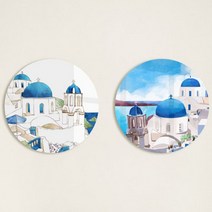 pf268-원형아크릴액자_산토리니일러스트, 이미지1