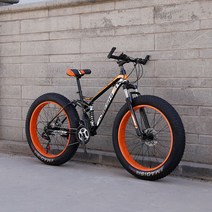 풀샥 MTB 자전거 하드테일 다운힐 26인치 팻바이크 카본 바퀴두꺼운 광폭 21단, 24단 오렌지
