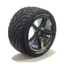 LOUISE RC L-T3250BC T-ROCKET 1/8 Truggy Tire SPORT/Black Chrome Spoke Rim / 0 Offset Mounted (반대분 본딩완료)