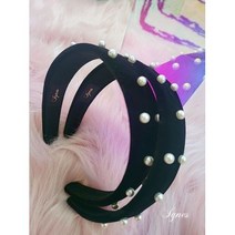 고급스러움과 우아함을 동시에[이네스]진주 구슬 헤어밴드 머리띠 /우아한 진주 머리띠 / 블랙 벨벳 진주 머리띠이네스진주