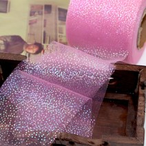 6cm * 5 야드 심포니 실버 도트 메쉬 곱슬 무지개 얇은 명주 그물 액세서리 선물 DIY 공예 파티 웨딩 크리스마스 장식 핑크, 12cm x 5yards, Rose