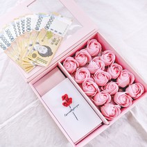 플라워 용돈박스 고급 어버이날 기념일 부모님 생신 선물 엄마 아빠 환갑 칠순, 베이비핑크