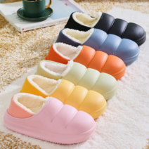 (주머니 증정) 구르미유 겨울 털 발열 양털 기모 방한 온열 털신 거실 층간소음방지 사무실 사무용 커플 신발 병원 거실화 푹신한 실내 뚱카롱 구름 슬리퍼 마카롱 실내화 패딩 쿠션