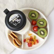 cocooning 일본 BPA FREE 캠핑 어린이집 개인나눔접시+보온보냉컵 set, 3칸원형, 스모키민트