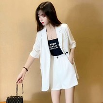 위위브렌 여성 정장 반팔 자켓 반바지 세트
