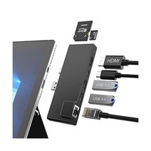 Surface Pro 7용 도크 스테이션 기가비트 이더넷 RJ45 포트 USB 3.0 4K HDMI 2개 Type C60W PD R/W SD/마이크로 SD 메모리 서피스 프로 멀티