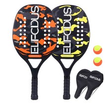 테니스 라켓 전체 탄소 섬유 프레임 비치 2 2 볼 및 2 커버 백 세트, 주황색과 노란색