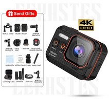 CERASTES 액션캠 4K60FPS 셀카봉 화면 방수 카메라 캠 액션, 32G 카드로