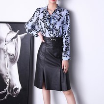 여성 일자치마미듐사이즈 스판 여성 하이 웨이스트 정품 가죽 주름 스커트 ol working casual big size midi wrap faldas golden metal
