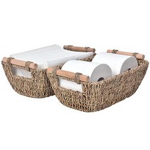 StorageWorks Hand-Woven Wicker Baskets Seagrass Storage Baskets with Wooden Handles Medium 12” x, 1