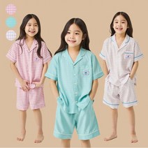 / 키즈 레이온 핀체크 5부 파자마 세트 3종택1
