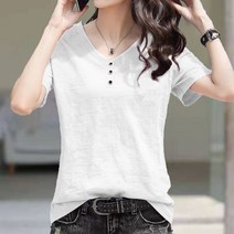 40대 50대 여성 반팔 티 캐주얼 브이넥 티셔츠 빅사이즈 M~4XL