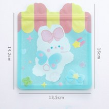 귀여운 소분 포장 지퍼백 봉투 밀봉백 실링 지퍼팩 파우치 견과류 투명 슬라이드 반투명 미니 비닐 소형 원두 커피 포장팩 작은 소포장 어린이집 쿠키 포장지 핑크래빗